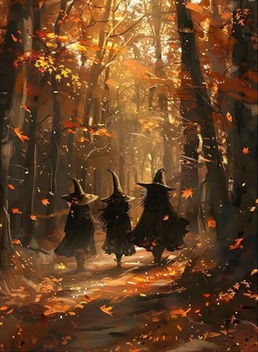 AIBOERL Paint by Numbers Kit for Adults Beginner,Fall Witch, 12X16In by AIBOERL
