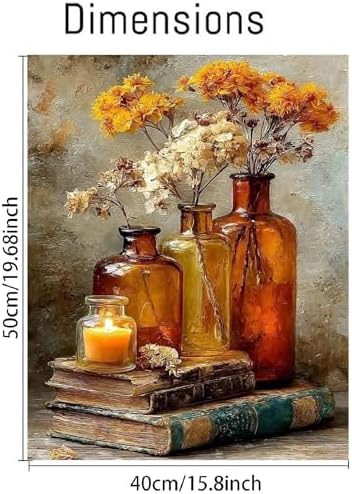 pchmcu Vintage Flower Book Paint by Number for Adults,Flowers in Vase Painting by Numbers,DIY Acrylic for Beginners Unframed,Easy Paint by Numbers Adults on Canvas for Decor 16x20inch - Image 5