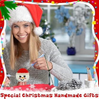 WinnerWhy 6 Pcs Christmas Punch Needle Kit Adults Beginner Keychain Accessories Christmas Punch Needle Embroidery Kit Includes Patterns, Tools, Yarns, Hoop, Instruction, Easy Art Work Decor for Adult - Image 5