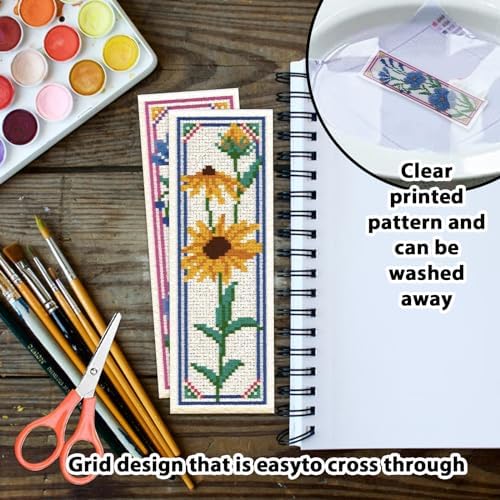 ORIGACH 6 Set Wildflower Floral Cross Stitch Bookmark Kit for Beginner - Image 3
