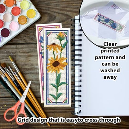 ORIGACH 6 Set Wildflower Floral Cross Stitch Bookmark Kit for Beginner - Image 3