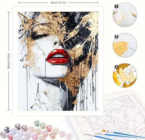 GEMOUJ Paint by Numbers Kit for Adults Beginner,Abstract Female Easy Adult Paint by Number Kits on Canvas,DIY Painting for Beginners Art by Numbers,Home Wall Decor 16 x 20 inch - Image 6