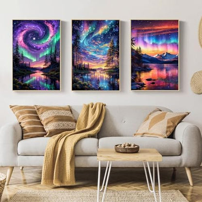 Mandun Aurora Paint by Numbers Kit for Adults, 3 Pack, 7.8x11.8 inch - Image 3