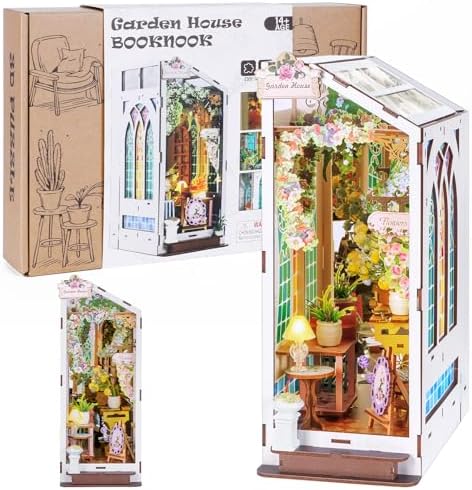Book Nook Kit for Adult Teen Miniature Garden House with LED Light by Fimeetoy