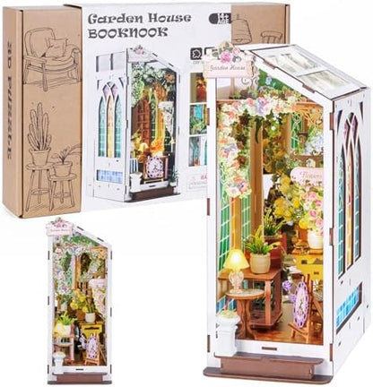 Book Nook Kit for Adult Teen Miniature Garden House with LED Light by Fimeetoy