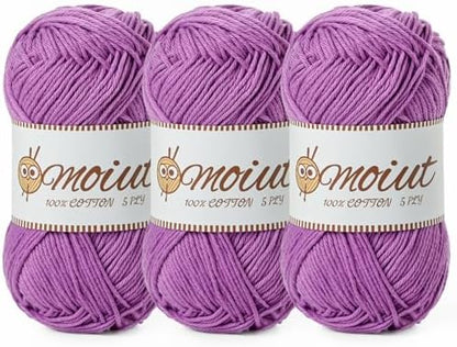 3 Pack Cotton Yarn for Crocheting, Baby Yarn for Crocheting Soft, 393yds / 5.29oz Fluffy Amigurumi Crochet Yarn, 5 Ply 100% Milk Cotton Yarn for Puzzle、Socks、Clothes(3 Deep Purple) by OMoiut