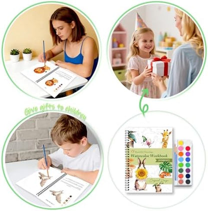 Watercolor Workbooks for Adults Beginners & Teens, 16 Colors 15 Beautiful Paintings, Pre-Outlined Designs, Easy Watercolor Art Book（Forest） - Image 6