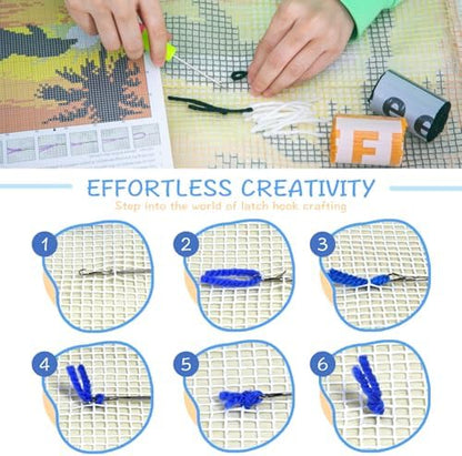 ZFFLYH Latch Hook Kits, Latch Hook Rug Kit for Adults Beginner Halloween Hat Latch Hook Kits with Printed Canvas 52X38cm/20.5 Inch X15 Inch - Image 3