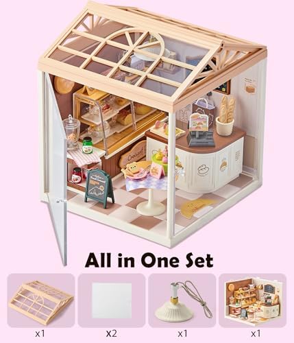 Bread Shop DIY Miniature House Kit for Adults, 3D Dollhouse with LED Light & Dustproof Door, Stackable Connectable Display Case, Creative Gift for Bakery Lovers Teens Women - Image 5