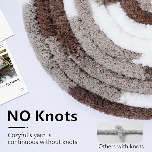 Cozyful Chunky Yarn for Hand Knitting - #10 Chunky Chenille Blanket Yarn, Jumbo Big Thick Chunky Yarns for Crocheting, Tie Dye Bulky Knit Yarns, 8 Skein (20 yds 8 oz Each Skein), Multi Coffee & White - Image 4