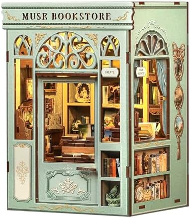 CUTEBEE Book Nook Kit - DIY Miniature House Dollhouse Kit for Adults and Teens, Booknook Tiny House Bookshelf Decor 3D Wooden Puzzle, Gifts for Family, Friends (Muse Bookstore) by CUTEBEE