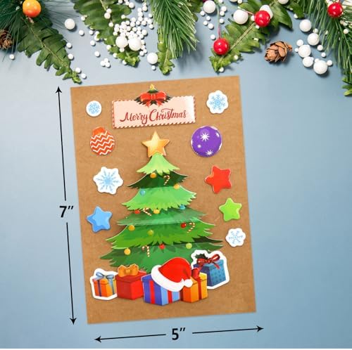 ceiba tree Christmas Cards Christmas Tree Card Making Craft Kits for Kids DIY Holiday Greeting Card Bulk for Classroom Activities Party Favors - Image 3