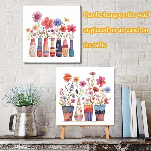 TCDZMYGS 2 Pack Flowers Paint by Numbers Kit for Adults Beginner,Easy Paint by Number Kits with Framed,DIY Acrylic Oil Painting by Numbers for Home Wall Decor 10 x 10 inch - Image 2
