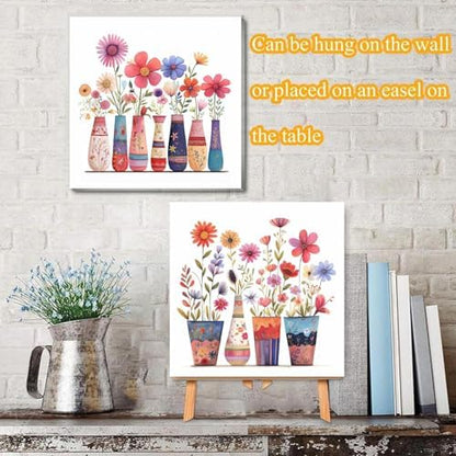 TCDZMYGS 2 Pack Flowers Paint by Numbers Kit for Adults Beginner,Easy Paint by Number Kits with Framed,DIY Acrylic Oil Painting by Numbers for Home Wall Decor 10 x 10 inch - Image 2