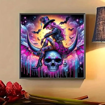 Lophomie Diamond Art Kits for Adults, 5D Witch Skull Diamond Painting Kits - Image 4