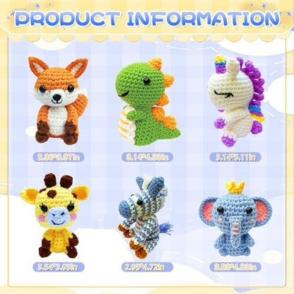 OLHKYN 6Pcs Crochet Kit for Beginners, 2026 DIY Craft for Adults, Great Gift for Crochet Lovers, Crocheting Animal Kits with Step by Step Videos,Yarn,Crochet Hook,Birthday Holiday Gift - Image 7