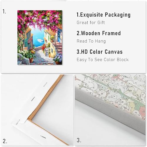 VIGEGU 2 Pack Cityscape Paint by Numbers Kit for Adults with Framed, Landscape Paint by Number DIY Adult Paint by Number Kits for Wall Decor 10x12in - Image 6