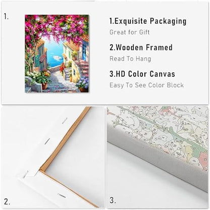 VIGEGU 2 Pack Cityscape Paint by Numbers Kit for Adults with Framed, Landscape Paint by Number DIY Adult Paint by Number Kits for Wall Decor 10x12in - Image 6