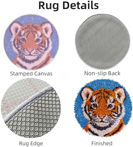 Latch Hook Rug Kit A Cartoon Baby Orange Tiger Portrait Easy for Beginners Round Carpet Crochet Yarn Craft Mini Rug DIY Hook and Latch Tapestry for Home Decor 30x30cm(2) - Image 3
