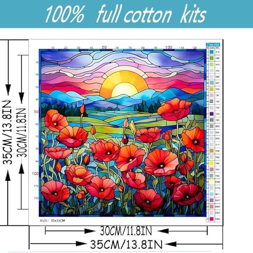Flowers Stamped Cross Stitch Kits for Adults Beginner, Landscape Counted Cross Stitch Kits Printed Stitching Cute Patterns Dimensions Needlepoint Art Crafts Embroidery Kits for Adults - Image 2