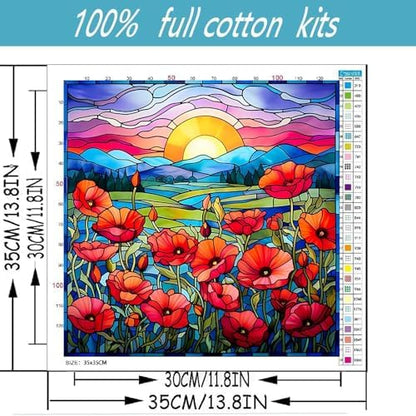 Flowers Stamped Cross Stitch Kits for Adults Beginner, Landscape Counted Cross Stitch Kits Printed Stitching Cute Patterns Dimensions Needlepoint Art Crafts Embroidery Kits for Adults - Image 2