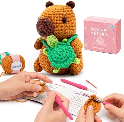 Mewaii Capybara Crochet Kit for Beginners, 40% Extra Yarn by Mewaii