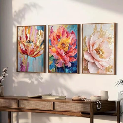 JATOK 3 Pack Paint by Numbers Kit for Adults, Blooming Flowers, 16 x 20 in - Image 3