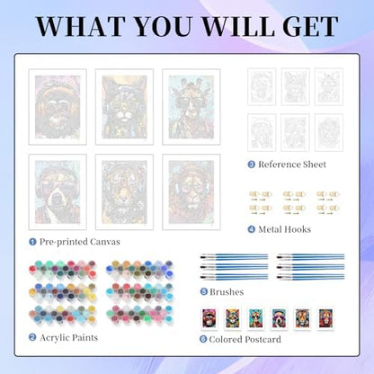 Okarina 6 Pack Paint by Numbers Kit for Adults & Beginners, Animals Designs - Image 5