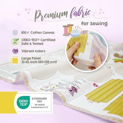 kullaloo - Cut & Sew Fabric Panel for Intermediate Skills - with Video Instructions - Doll Sewing Panel Doll with Clothes: Dress Me Bestie Bibby Bunny - Image 3
