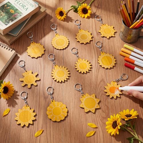 RattanView 24 Pcs Sun Craft DIY Wooden Sun Expressions Kits - Image 4