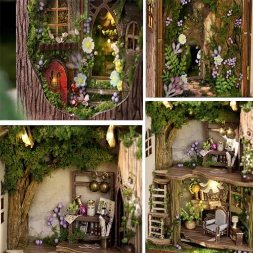 Mini 3D Wooden Doll House Craft Model with LED,DIY Miniature and Furniture Dollhouse Kit,Creative Room Idea for Valentine's Day Birthday Gift (Forest Wonderland) - Image 4