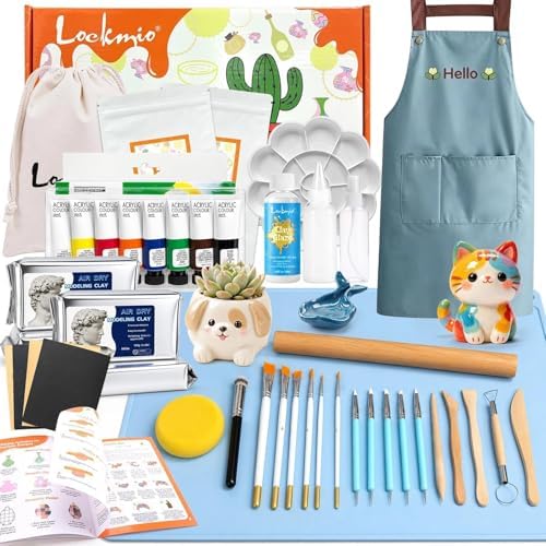 41PCS Pottery Kit for Beginners, 4.4LBS Air Dry Clay for Adults, Guide Book by lockmio