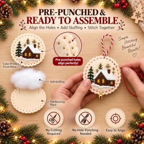 Christmas Embroidery Kit, 12PCS DIY Ornament Set for Beginners - Image 4
