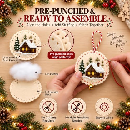 Christmas Embroidery Kit, 12PCS DIY Ornament Set for Beginners - Image 4