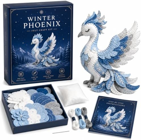 Winter Fantasy Animal Felt Sewing Kit, DIY Patchwork Craft Kit with Pre-Cut Felt Pieces, 3D Stuffed Animal Making Set for Beginners Adults Teens, Creative Home Decor Gift (B) by Unknown
