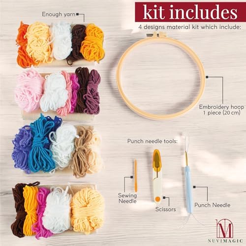 Nuvimagic - Punch Needle Kit for Beginners & Adults - Complete DIY Punch Embroidery Kit with 4 Unique Patterns - Perfect Needle Punch Kits for Creative Art - Image 4