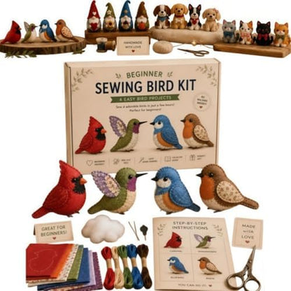 Sewing Kit for Beginners, DIY Felt Sewing Craft Kit with Pre-Cut Fabric & Instructions, Handmade Plush Animal Craft Set for Adults & Teens (Bird) by Unknown
