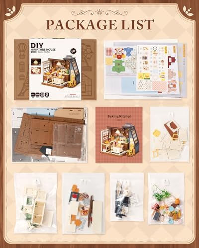 ROBOTIME DIY Miniature House Kit Dollhouse Kit for Adults Mini Tiny House Kit with Furniture Building Model Kit Crafts Creative Gift for Boys Girls (Baking Kitchen) - Image 5