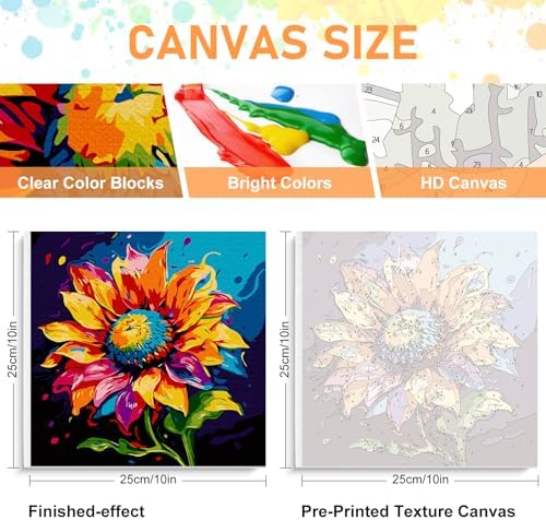 Offito Framed Paint by Numbers Kit for Adults Beginners, Colorful Sunflower - Image 3