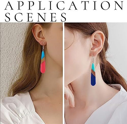 FASHEWELRY 20Pcs Teardrop Resin Wood Earrings Charms Drop Wooden Earring Blanks Earring Findings Bohemian Wooden Earring Pieces for Jewelry Making - Image 5