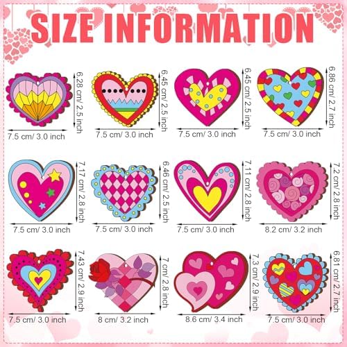 JellyArch 36 Pcs Valentine's Day Crafts, Wooden Heart Cutouts, Unfinished DIY Craft Ornaments for Adults, Paintable Wooden Shapes for Home Decor, Party Decorations, Valentine's Day Gift Ideas - Image 4