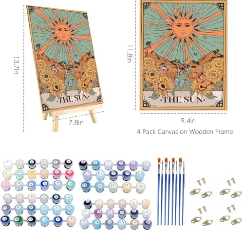 3 Pack Paint by Numbers Kit for Adults Framed Canvas, with Wooden Easel - Image 4