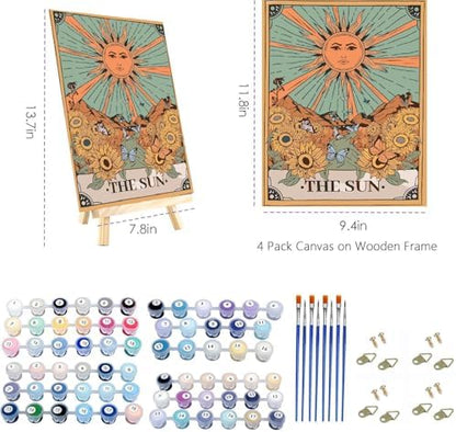 3 Pack Paint by Numbers Kit for Adults Framed Canvas, with Wooden Easel - Image 4