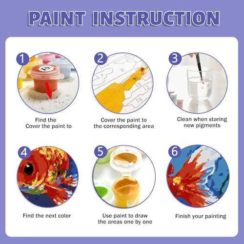 Framed Paint by Numbers Kit for Adults Beginner & Kids Ages 8-12, Goldfish Adult Paint by Number Kits on Canvas, without Easel, DIY Number Painting for Adults for Home Wall Decor Gift 8 x 12 Inch - Image 6
