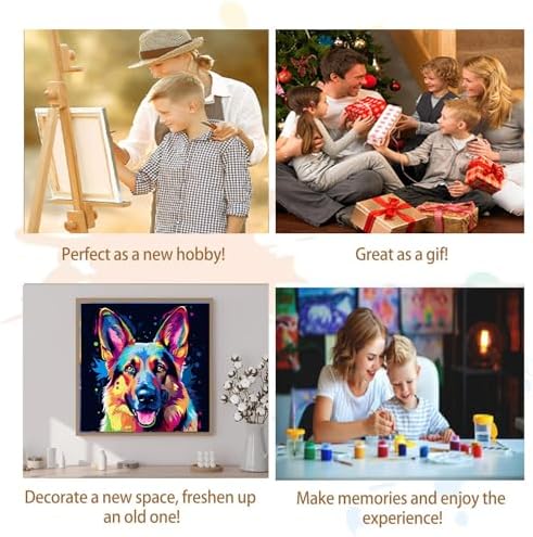Artunion Framed Paint by Numbers Kit for Adults Beginners & Kids Ages 8-12,German Shepherd Paint by Number with Frame,Dog Animal Paint by Numbers Kit on Canvas 10 * 10 Inch Without Easel - Image 7