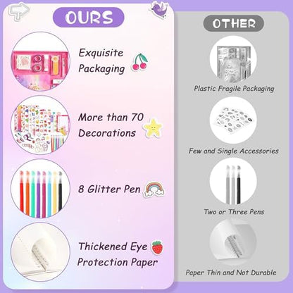 DIY Journal Kit for Girls, 7 8 9 10 Year Old Girl Birthday Gifts, Ideal Gift for Tween and Teen Girls 7-14, 74PCS Journaling Art Crafts Kit, Creativity Scrapbook Diary Supplies & Stationery Set - Image 3