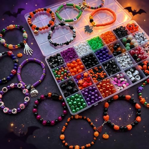 Halloween Beads Bracelet Kit, Pumpkin Skull Beads for Jewelry Making - Image 6