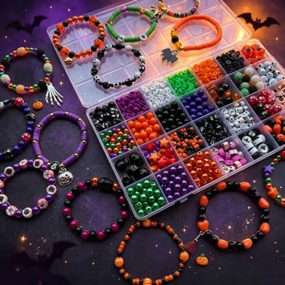 Halloween Beads Bracelet Kit, Pumpkin Skull Beads for Jewelry Making - Image 6