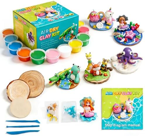 Air Dry Clay Kits for Kids,Animal & Ocean Theme,Modeling Clay for Kids, DIY Model Magic Clay with Sculpting Tools and Tutorials,20 Boxes Molding Clay,Ultra Light,Soft & Non-Sticky,Arts and Crafts Gift by Unknown