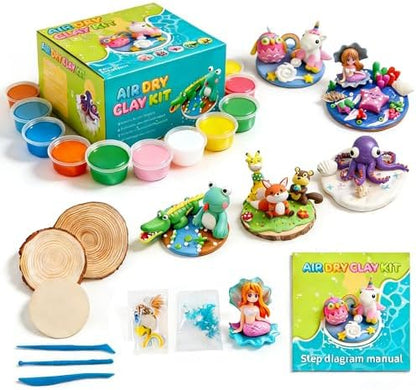 Air Dry Clay Kits for Kids,Animal & Ocean Theme,Modeling Clay for Kids, DIY Model Magic Clay with Sculpting Tools and Tutorials,20 Boxes Molding Clay,Ultra Light,Soft & Non-Sticky,Arts and Crafts Gift by Unknown